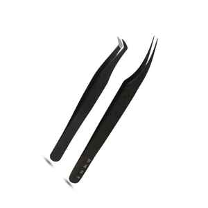 ที่หนีบขนตาสแตนเลสปลายเป็นเส้นใยที่หนีบขนตาแบบมีด้ามจับทรงสลิมสีดำปลายพลาสม่า90องศา10มม. ต่อขนตาต้านแม่เหล็ก - Product Image 5