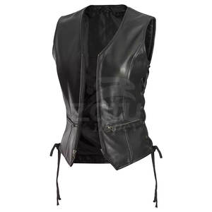 Gilet en cuir pour homme décontracté d'hiver sur mesure - Couleur unie Respirant Sans manches Style streetwear Vente en gros disponible - Product Image 3