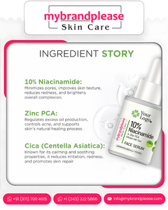 Niacinamide Zinc PCA และ CICA ผสมเซรั่มใบหน้า10เปอร์เซ็นต์สูตรที่มีแบรนด์ที่กำหนดเองและออกแบบฉลากส่วนตัว - Product Image 3