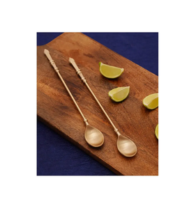 Cuillère à bar en laiton antique, ensemble de shaker à bar, boîte cadeau avec cuillère polie pour manche long et taille personnalisée - Product Image 1