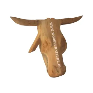 Tête d'animal moderne en bois 3D fait à la main Art mural Décoration en bambou pour la maison avec motif de nature morte élégant - Product Image 1