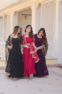 ชุดเดรสบานเทียมพร้อมดูปัตต้า ลําดับปักที่น่าสนใจ ทํางานกับขอบลูกไม้ เทศกาลบางครั้งสวมชุดเดรส - Product Image 6