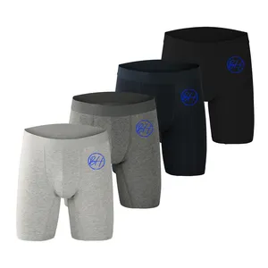 Vente en gros des meilleurs sous-vêtements pour hommes Boxers longs pour hommes Boxers de sport en coton anti-bactérien anti-usure Short de course respirant