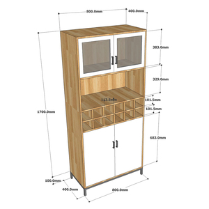 Modern Design Dining Room Cabinet with Integrated Wine Cabinet Natural Wood and Iron <b>Legs</b> TPA011 Home Furniture MDF Style - Product Image 5