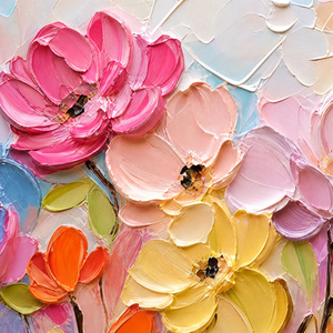 Tableau floral moderne sur toile, art mural 3D, peinture florale colorée, décoration de chambre, art mural pour salon, art mural floral 3D - Product Image 6