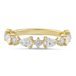 Anillos de Diamantes con Estilos Alternados de Perlas y Diamantes Redondos de Laboratorio, Estilo Oeste-Eleste - Product Image 1