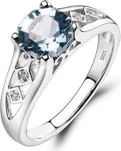 Anillo Vintage de Plata de Ley 925 de alta calidad, cuarzo aguamarina o piedras preciosas CZ, anillo al por mayor, anillo para fiestas de boda - Product Image 1
