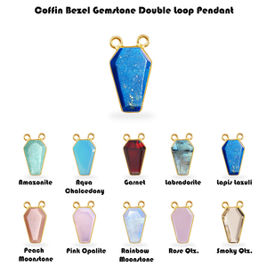 Aqua Calcedony Pendentif en forme de cercueil en argent sterling 925 avec double boucle plaquée or pour collier bijoux - Product Image 2