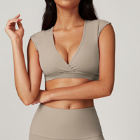 Sujetador de Yoga con cuello en V para mujer, Sexy Sujetador deportivo, almohadilla para el pecho desmontable, ropa interior deportiva de moda para mujer, gimnasio, correr, Push up, ropa interior de Yoga