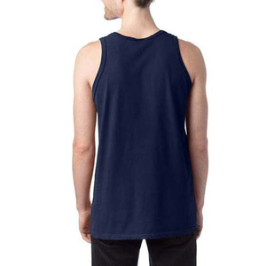 Camisetas sin mangas de talla grande para hombre, ropa de hombre personalizada OEM de color azul marino, camisetas sin mangas transpirables de algodón para gimnasio y Fitness para hombre - Product Image 3