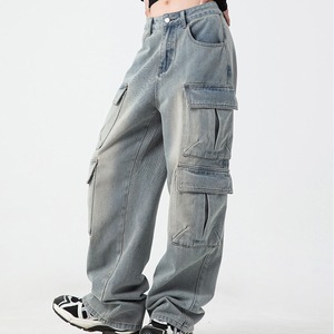 กางเกงยีนส์เอวสูงสำหรับผู้ชายกางเกงยีนส์แบบลำลองออกแบบโลโก้ได้ตามต้องการ - Product Image 4