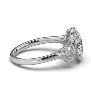 แหวนเพชรสามเม็ดสำหรับผู้หญิงขนาด4กะรัตแหวนเพชรที่โตแล้ว14K สีใส VS1ได้รับการรับรอง I สำหรับผู้หญิงแหวนมาใหม่ - Product Image 4