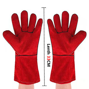 Guante de soldadura ROJO de piel de vaca de alta calidad EN420 Guantes ignífugos Guante con uso interior de algodón para trabajos de jardín y trabajo de soldador, etc. - Product Image 4