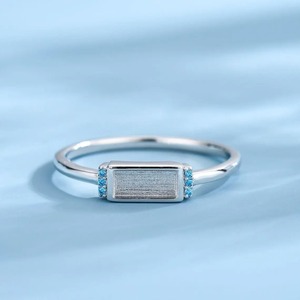 925แท้สเตอริงเงินสี่เหลี่ยมผืนผ้าตั้งวงแหวนนมชุด birthstone bezake เครื่องประดับ breastsake เครื่องประดับ DIY เครื่องประดับหน้าอกนมแหวนเถ้า - Product Image 1