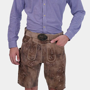 Le plus vendu Lederhosen hommes authentique allemand bavarois et Oktoberfest 2025 Costume pour hommes en cuir véritable marron fumé - Product Image 1