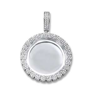 Pendentif en or blanc 10 carats avec lettre et diamant rond de laboratoire pour cadeau, disponible pour une livraison mondiale, bonne qualité - Product Image 1
