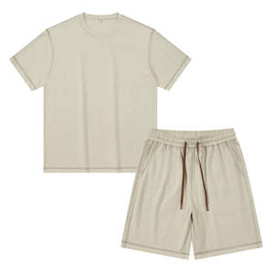 OEM 2026 Men 2 Piece Shirt Shorts Quickdry 100% Cotton Casual Streetwear Summer Eco-Friendly Acid Wash Seamless Fusing <b>Set</b> Your - Product Image 2