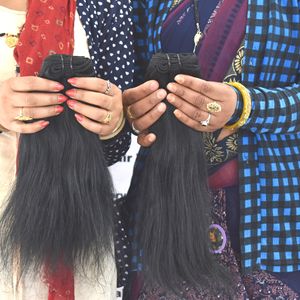 Extensions de cheveux vierges 100% naturelles, cheveux humains indiens de temple, lisses, Remy, double trame, matière première brute, non traitées chimiquement - Product Image 6