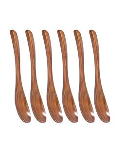 Cucharas de madera para comer, 6 piezas, juego de cucharas de madera elipse Natural para cocinar, cuchara pequeña para condimentos, mezcla, agitación, miel - Product Image 1
