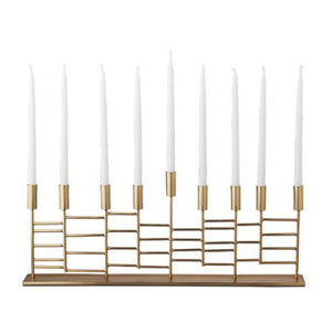 Support de bougie en métal et bois à impression numérique artisanale avec 9 branches pour la décoration de la maison Noël Chaman Inde - Product Image 2