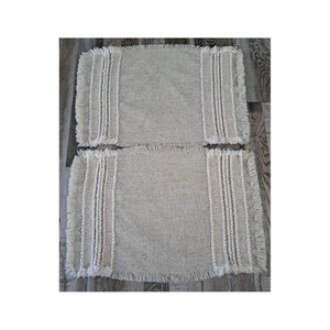 Panipat Craft 100% Cotton <b>Table</b> Mats 13x19 Inches <b>Red</b> Border Twill Weave 180 GSM GOTS Certified Embroidered With OEM Capability - Product Image 5