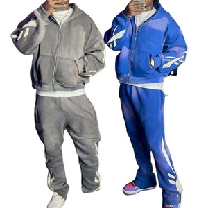 Conjunto de chándal de invierno de algodón 100% para hombre personalizado Sun Faded, pantalón acampanado con estampado sólido y sudadera con capucha con diseño único, chándal - Product Image 6