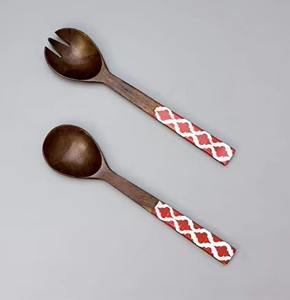 Serveur de salade en bois Fashionista avec poignée en résine cuillère de cuisine écologique ustensile de cuisine - Product Image 4