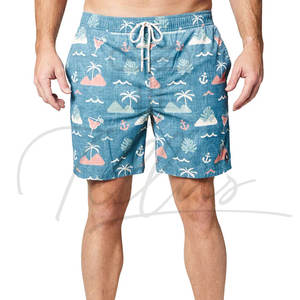 <b>Mens</b> Wholesale OEM Custom 4 Way Stretch <b>Elastic</b> <b>Waist</b> 100% Polyester Breathable Quick Dry Board <b>Shorts</b> - Product Image 2