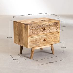 Mesita de noche Flora hecha de madera de caoba de alta calidad con acabado natural para muebles de dormitorio. - Product Image 6