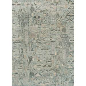 Alfombra de Lana Anudada a Mano Erbe, Azul Gs-1534, Patrón de Diamantes Abstracto, Alfombra Rectangular Hecha a Mano para Pasillo, Sala de Estar - Product Image 1