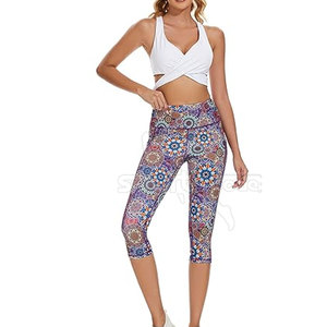 Leggings Cortos de Punto Casuales Premium, Transpirables, Ecológicos, de Spandex/Poliéster, Cintura Alta, para Gimnasio, Entrenamiento, Fitness y Ropa Deportiva - Product Image 5