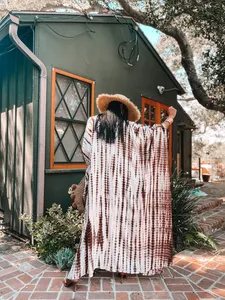 Kimono de playa de vacaciones para mujer informal, rayón de verano hasta el suelo, tinte de corbata, ropa de playa larga de gran tamaño y tejida - Product Image 2