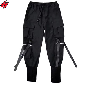 Cyberpunk Streetwear Hombres Harajuku Techwear Pantalones Cinta Multi Bolsillo Pantalones Tamaño EE. UU. Hip Hop Negro Cargo Ninja Pantalones - Product Image 1