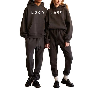 Conjuntos de Sudadera con capucha de ganchillo Unisex de lujo personalizado de alta calidad 100% algodón otoño cuello forrado chándales de gran tamaño ropa de calle - Product Image 6