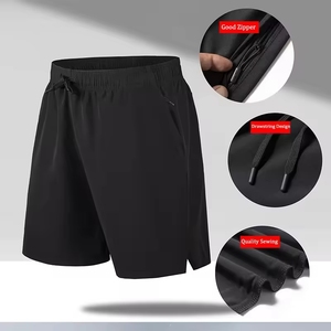 Pantalones cortos de entrenamiento para hombre, poliéster 100%, gimnasio, Fitness, Jogging, patrón sólido sostenible, decoración de encaje, entrenamiento informal para - Product Image 6