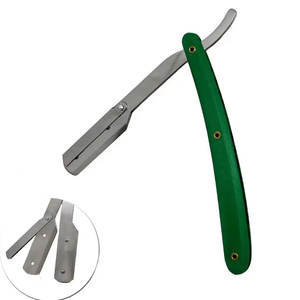 Maquinillas de afeitar rectas para peluquero, cuchillos de afeitar con mango de plástico verde plegable para hombres, para Barba maquinillas de afeitar, herramientas - Product Image 3