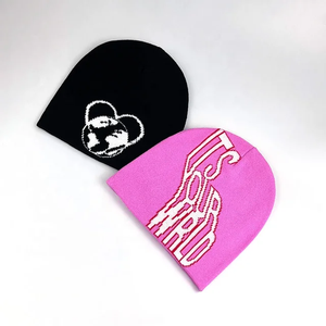 หมวกถักผ้าแจ็คการ์ดผ้าซาตินสำหรับผู้ชายหมวกแนวสตรีทพร้อมโลโก้กราฟิกสำหรับการเดินทางกลางแจ้งในฤดูหนาว - Product Image 4