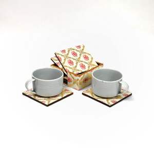 Juego de caja de pañuelos de servilletas impresas y de madera de primera calidad Sheeri Handicrafts India Servilletero Diseño de posavasos Made in India - Product Image 2