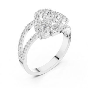 Anillo de Oro Blanco de 14K con Diamante Cultivado en Laboratorio para Mujer |   Compromiso y Boda |   Ropa de Oficina de Lujo en Oro Certificado por IGI |   Nuevo Cultivo - Product Image 5