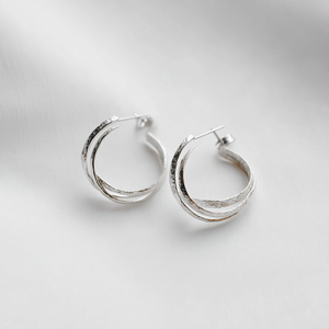 Pendiente de aro grande triple doble multicapa chapado en oro y plata personalizado - Product Image 6