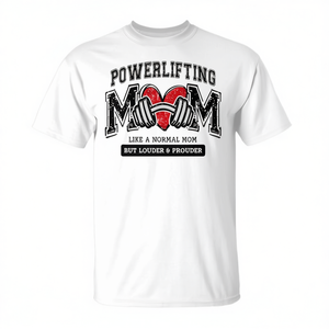 T-Shirt per la Festa della Mamma con Scritta 'Powerlifting Mom Heart', per Uso Promozionale - Product Image 2