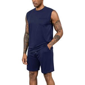Nouveau été hommes décontracté respirant 2 pièces Shorts ensembles manches courtes T-Shirt Shorts survêtement ensemble vêtements pour hommes 2 pièces ensembles - Product Image 1