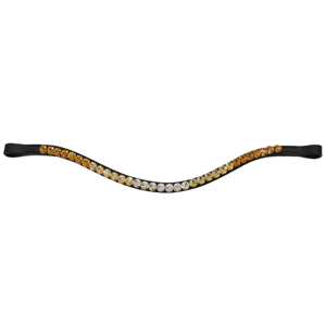 Elegante Cabezada de Cuero Ámbar con Cristales Multicolores y Piedras Doradas para Bridas - Product Image 1