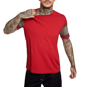 เสื้อยืดแขนสั้นใส่สบายสำหรับผู้ชาย2025เสื้อยืด100% ผ้าฝ้ายโพลีเอสเตอร์สีตัดกัน - Product Image 4