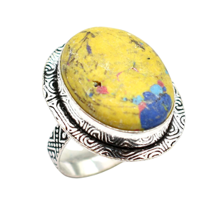 Trending Exotic Yellow Turquoise <b>Ring</b> <b>for</b> <b>Women</b> Unique Vintage Designs Silver Overlay <b>Fashion</b> Jewelry <b>for</b> Christian Retailers - Product Image 2