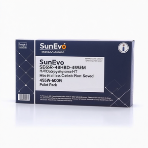 แผงโซลาร์เซลล์แบบโมโนคริสตัลไลน์ HJT ฮาล์ฟเซลล์ SunEvo SE6R-48HBD-455M กำลังไฟ 455W-600W ฝาครอบกระจกด้านหน้า บรรจุแบบพาเลท - Product Image 2