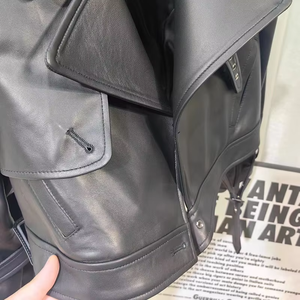 Chaqueta de Cuero con Diseño OEM y Logotipo Personalizado para Mujer, Chaqueta de Cuero Genuino para Mujer - Product Image 6