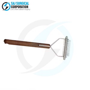 Outil de démêlage pour animaux de compagnie à usage professionnel Râteau double face Dents fines et larges Manche en bois pour tous les types de pelage Épilation efficace - Product Image 2