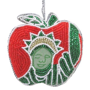 Ensemble d'ornements de Noël perlés faits à la main avec Apple Liberty Taxi Paon Cupcake Bretzel Palm Hot Dog Bone Perroquet - Product Image 2