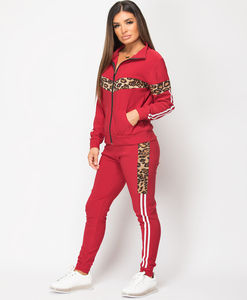 2024 nuevo diseño señoras leopardo Panel pulóver y Joggers conjunto de manga larga cuello redondo Multicolor mujeres chándal - Product Image 4